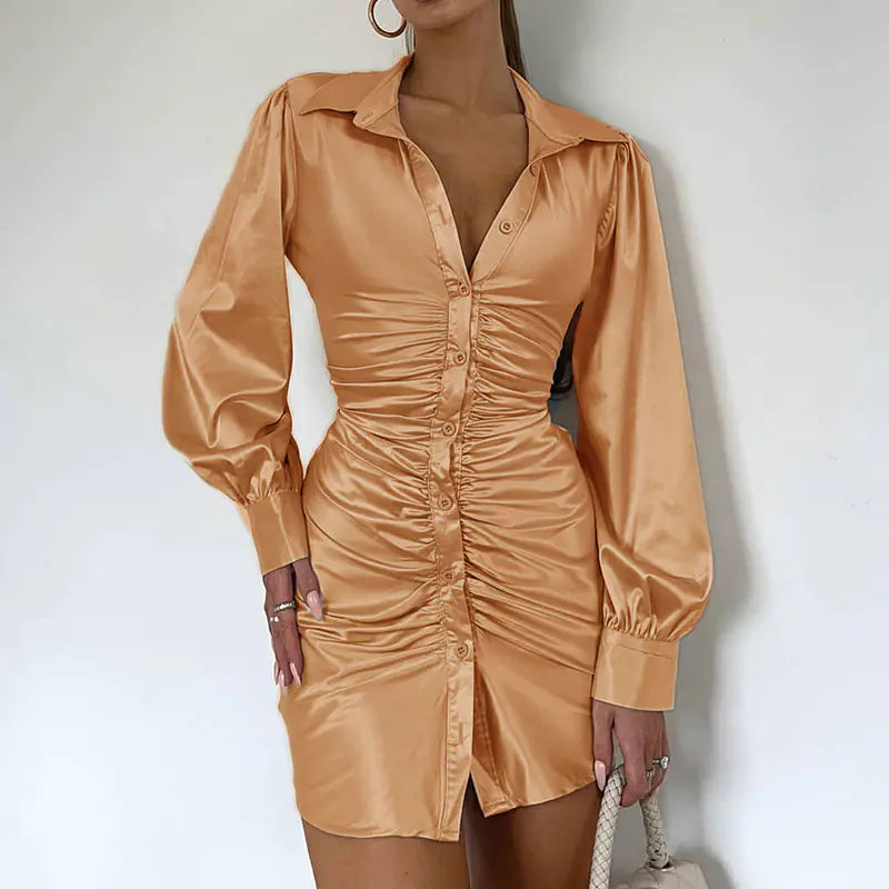 Long Sleeve Lapel Dress for Women