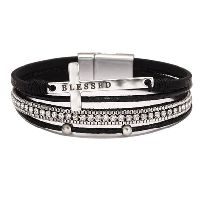 Bohemian Style Cross Micro Inlaid Diamond Magnetic Buckle Bracelet