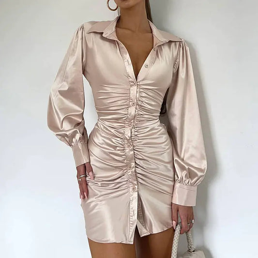 Long Sleeve Lapel Dress for Women