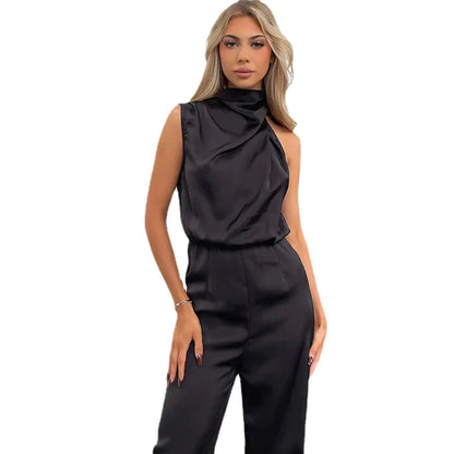 Sleeveless Irregular Neckline Slim Jumpsuit for Women